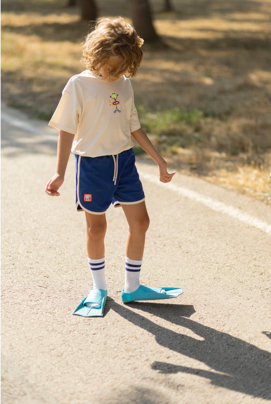 Retro Trim - Navy Blue/White Trim