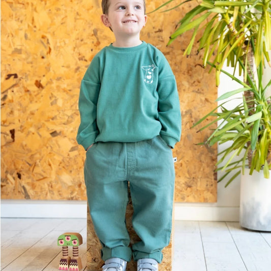 "Slouchy" Canvas Pants - Deep Green