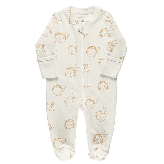 “Zip” Footed Jumpsuit - Ecru